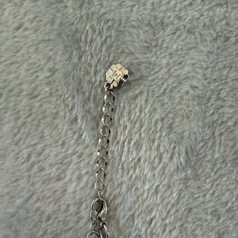 Monet Blue Crystal Pave Ball Pendant Necklace Silver Tone Modern, Flaw Shown - Picture 4 of 11